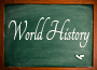 image of classroom blackboard with world history written on it