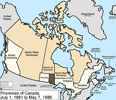 Map of the Canadian Provinces 1881-1886