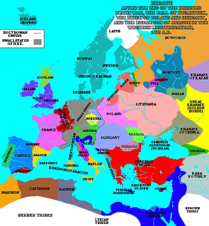 Map of Europe in the 1470's