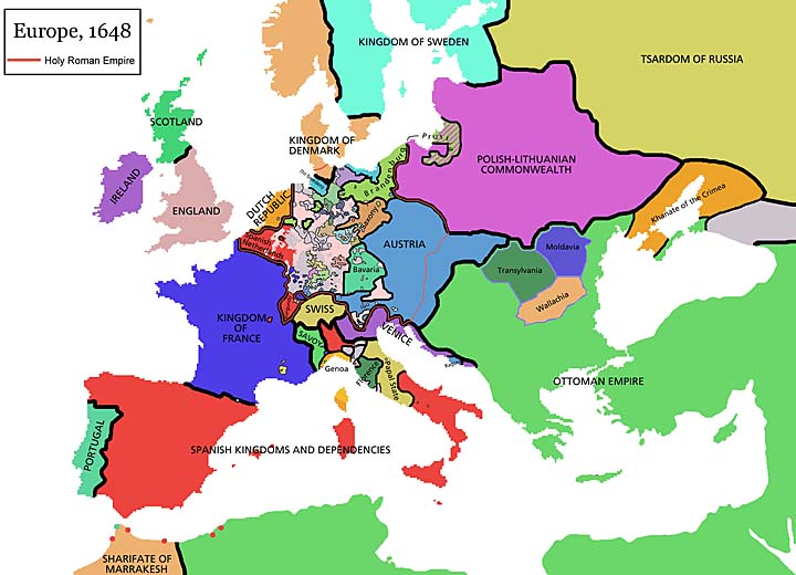 map of europe after the peace of westphalia