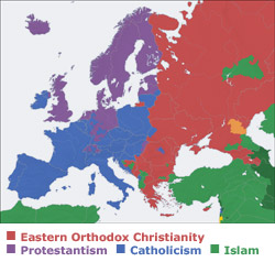 Map of Religions in Europe