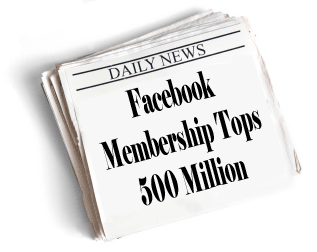 newspaper headlines: facebook membership tops 500 million
