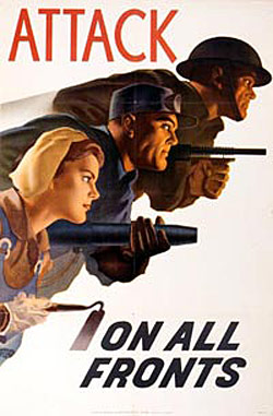War Poster that Reads Attack on All Fronts