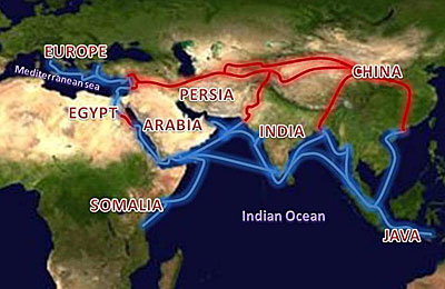 Map of silk trade route