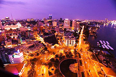 Ho Chi Minh City Downtown Area at Night in 2010